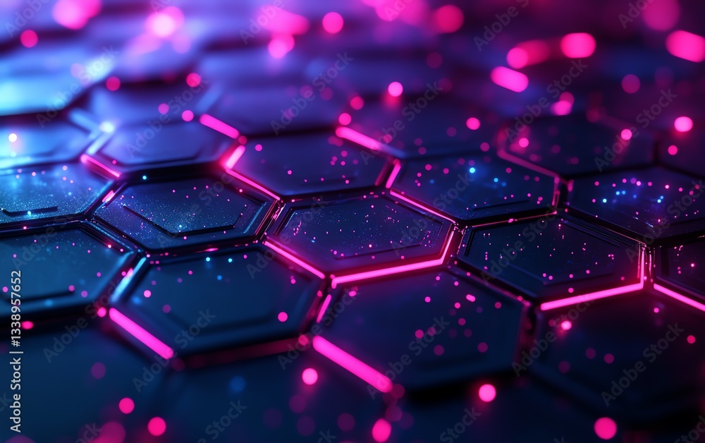Aufkleber Intricate abstract 3D digital hexagon background featuring generative AI patterns, futuristic glowing elements, and hightech digital design