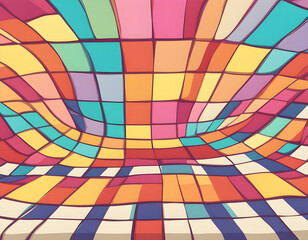 Colorful Groovy checkered vintage aesthetic backgrounds
