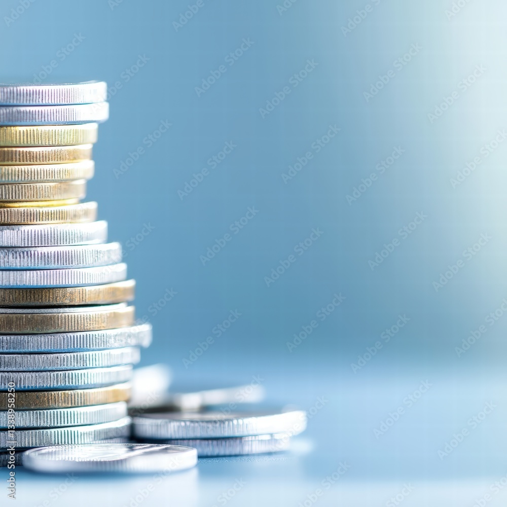 Aufkleber a neatly arranged stack of shiny coins symbolizing wealth and financial prosperity in close-up view