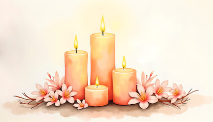 Artistic candles with flowers symbolizing peace and remembrance.