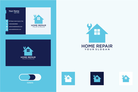 Home Repair Logo Design with Business Cards