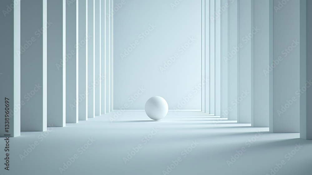 Aufkleber negative space design abstract background concept. a minimalist interior with white pillars and a so