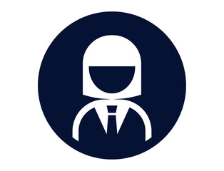 スーツを着た人の丸いシンプルな白抜きイラスト