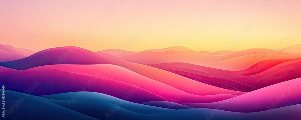 Poster surrealist art abstract background idea. vibrant abstract landscape with gentle curves and soft grad
