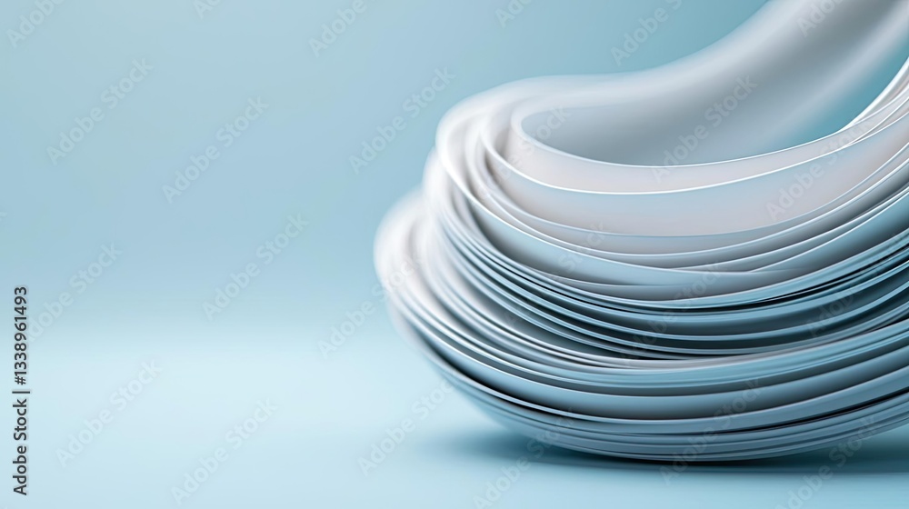 Poster negative space design abstract background concept. abstract close-up of stacked white papers in soft