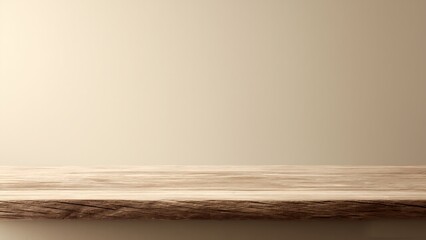 Naklejka premium Natural Wooden Table with Neutral Background for Product Mockup