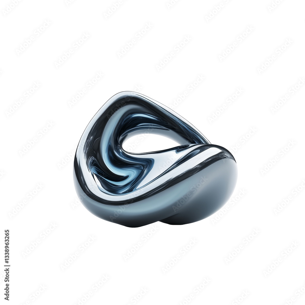 Aufkleber liquid abstract colorful shape with smooth curves and reflective surfaces