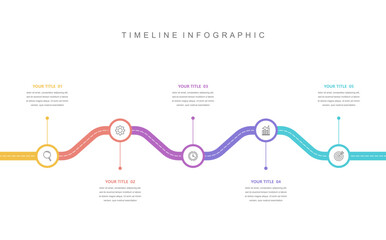 Business road map timeline infographic concept. with icons and 5 options, Corporate milestones graphic elements. workflow layout, diagram, report, web design. Creative, vector