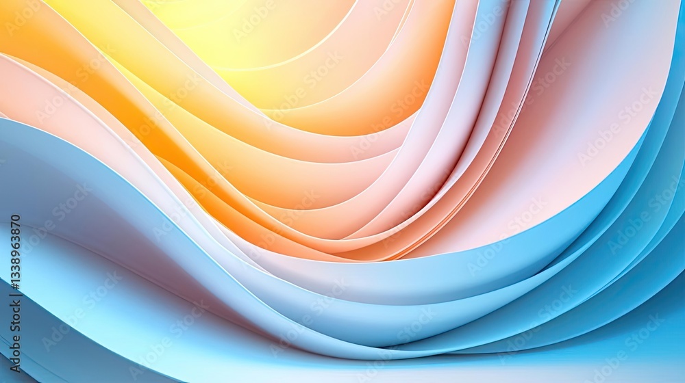Poster surrealist art abstract background idea. abstract design featuring smooth, flowing waves in pastel c