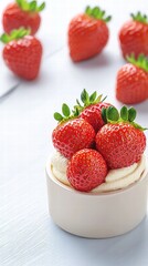 Freshly harvested strawberries in a simple white bowl ready for eating or culinary creations