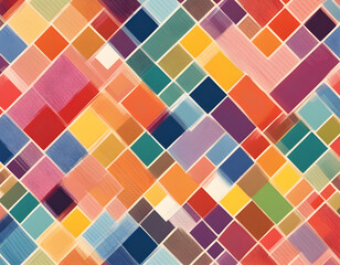 Fototapeta premium Colorful geometric square grid line seamless pattern. Retro rainbow gingham style background. Abstract tartan fabric texture illustration.