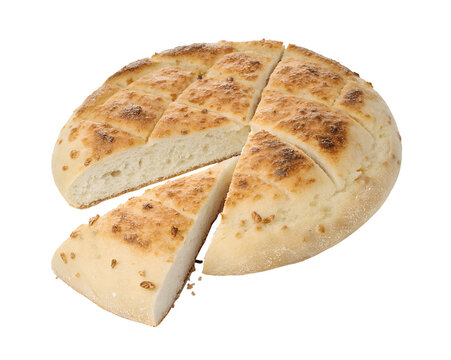 Taftan bread, traditional Persian flatbread, isolated on a white transparent background. High-quality cutout image with crisp edges, perfect for culinary designs and menus