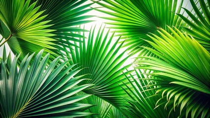 Obraz premium Lush Green Palm Leaves Frame - White Background Stock Photo