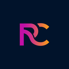 Intertwined RC Monogram Logo Gradient Design