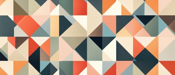 Abstract geometric origami paper pattern with a retro Showa color palette