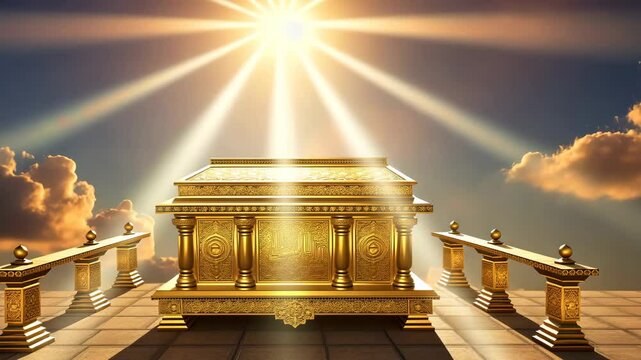 Ark of the Covenant with Ten Commandments with light effects 4K