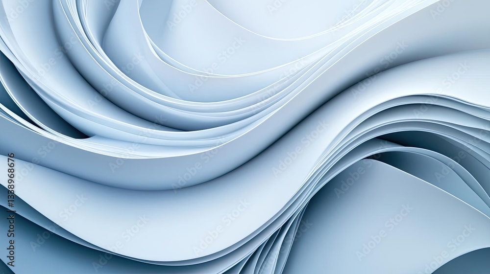 Poster negative space design abstract background concept. abstract waves of smooth, pale blue paper create 