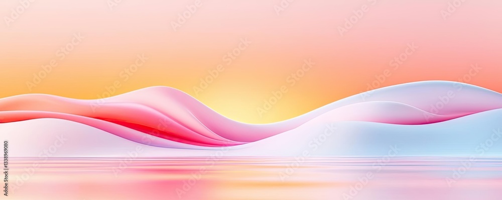 Poster surrealist art abstract background idea. a serene abstract landscape with flowing curves in soft pin