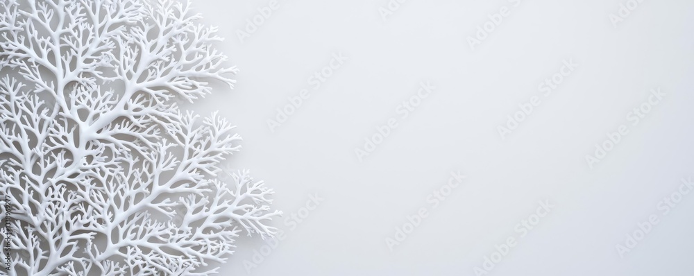 Poster negative space design abstract background concept. elegant white coral structure on a minimalist bac