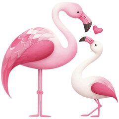 Obraz premium Pink flamingo with chick sharing heartwarming moment, showcasing love and connection