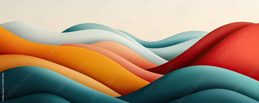Poster surrealist art abstract background idea. abstract wave design featuring vibrant colors and smooth cu