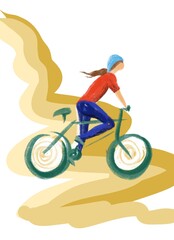 Fototapeta premium Bike rider drawing in bright colours