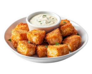 Crispy panko crusted salmon bites served with creamy dipping sauce, perfect for appetizers or snacks. Enjoy delightful crunch and flavor in every bite