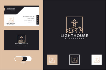 Lighthouse Logo Design Minimalist Branding Business Card