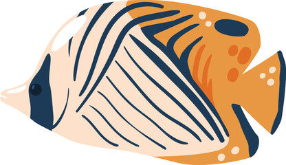 Striped aquarium fish vector illustration