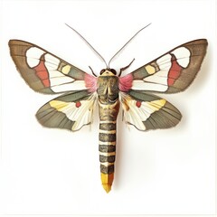 top-down view of a hummingbird moth, vintage style
