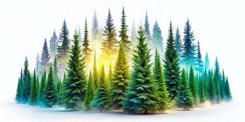 Fototapeta premium Looping Animation: Moving Spruce Trees, Double Exposure Effect, Motion Graphics