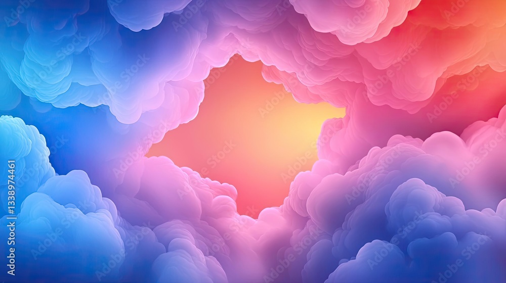 Aufkleber surrealist art abstract background idea. a vibrant blend of colorful clouds with a bright, glowing c