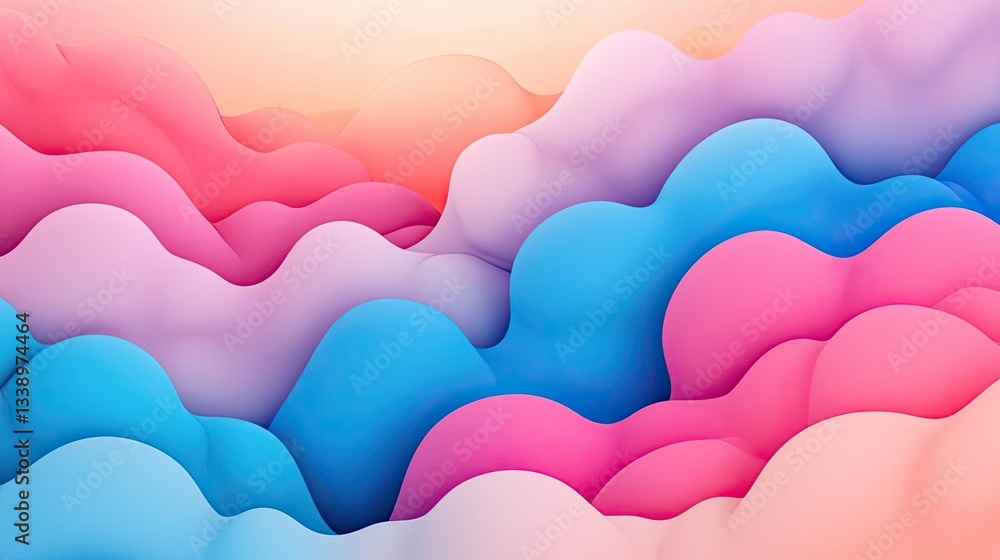 Poster surrealist art abstract background idea. vibrant abstract waves in pink and blue tones create a stun