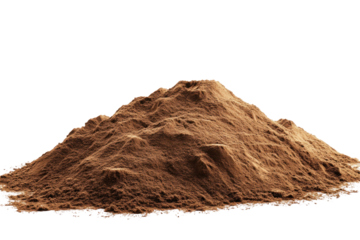 Pile of soil scattered isolated on a white backround. cutout and no shadow