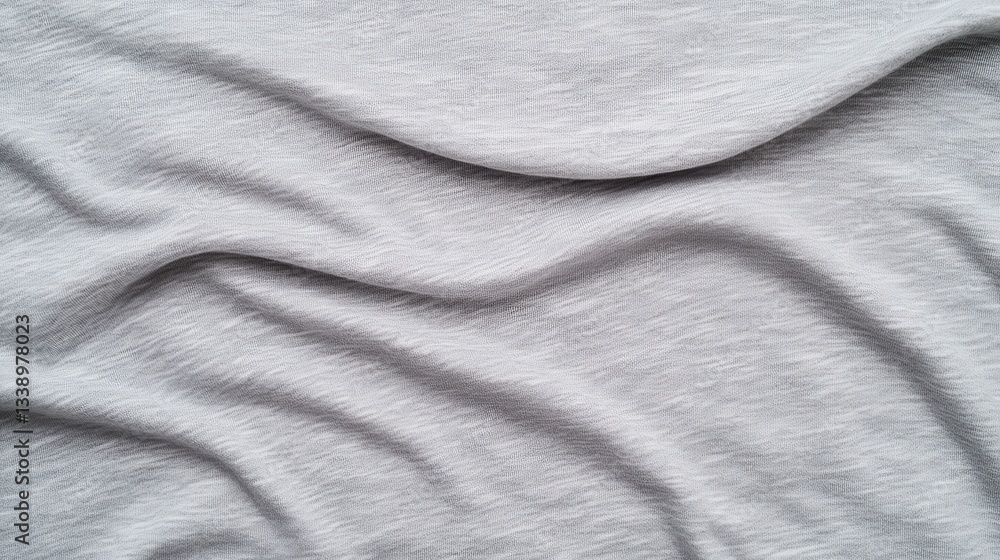 Poster a close-up of soft, gray fabric showing smooth folds and gentle waves, creating a serene, minimalist