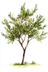 Fototapeta premium watercolor Ozothamnus ferrugineus tree isolated on white background for landscape and architecture drawing
