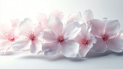 White cherry blossoms or apple trees on a white background.