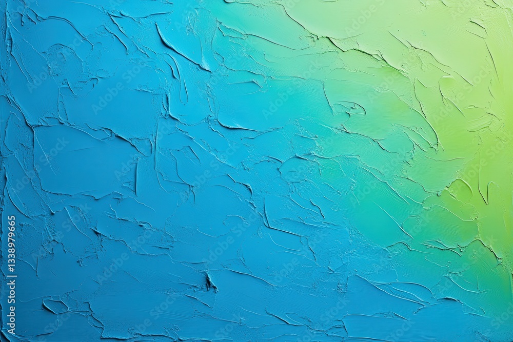 Poster a textured abstract artwork featuring a gradient of blue and green hues, creating a calming and sere
