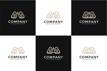 Minimalist Beige Pixel Art Logo Designs on Black and White Backgrounds