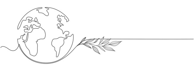 Earth day line art style vector illustration	