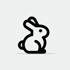 Fototapeta premium Minimalist rabbit illustration sitting, springtime symbolism