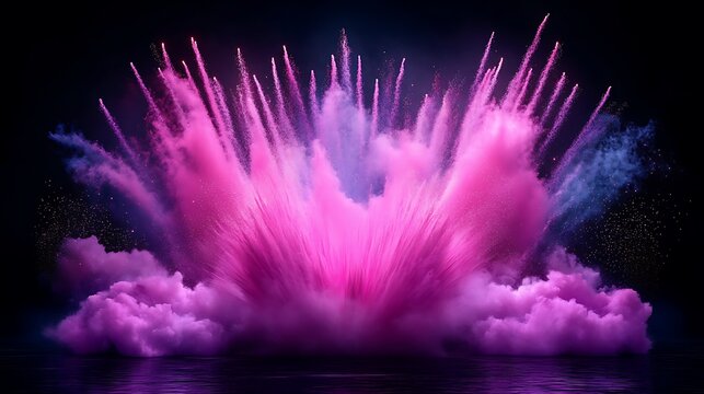Pink explosion with smoke in space