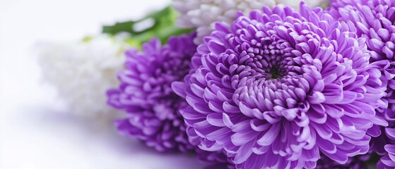 Close-Up of Vibrant Purple Chrysanthemum Flowers with Delicate Petals