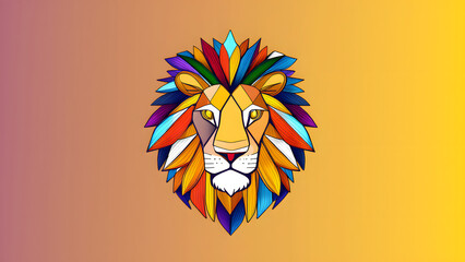 lion head vector illustration.Colorfully Lion. Lion Logo. Creative Artwork. This style art name is wpap. Make use stright line and many colors combination