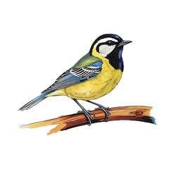 Naklejka premium Brightly colored bird perched on branch in a natural setting during daylight