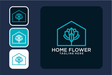 Modern Abstract Flower Home Logo Design Variations