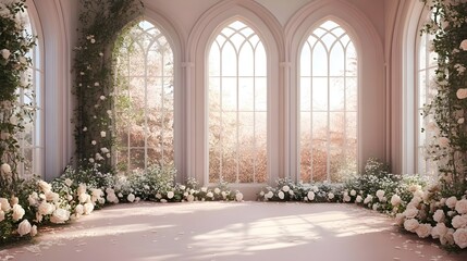 wedding background fantasy and luxury with flower generative AI