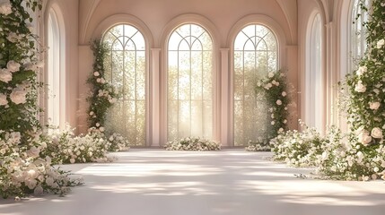 wedding background fantasy and luxury with flower generative AI