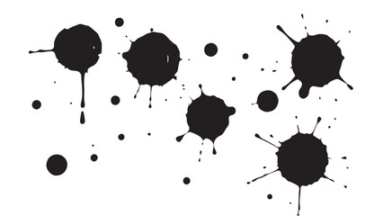 Black ink splash on white background. Ink splash and ink blots. Close up of a black ink splatter.