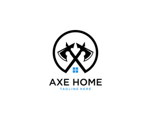 Modern Black And White Axe Home Logo Design